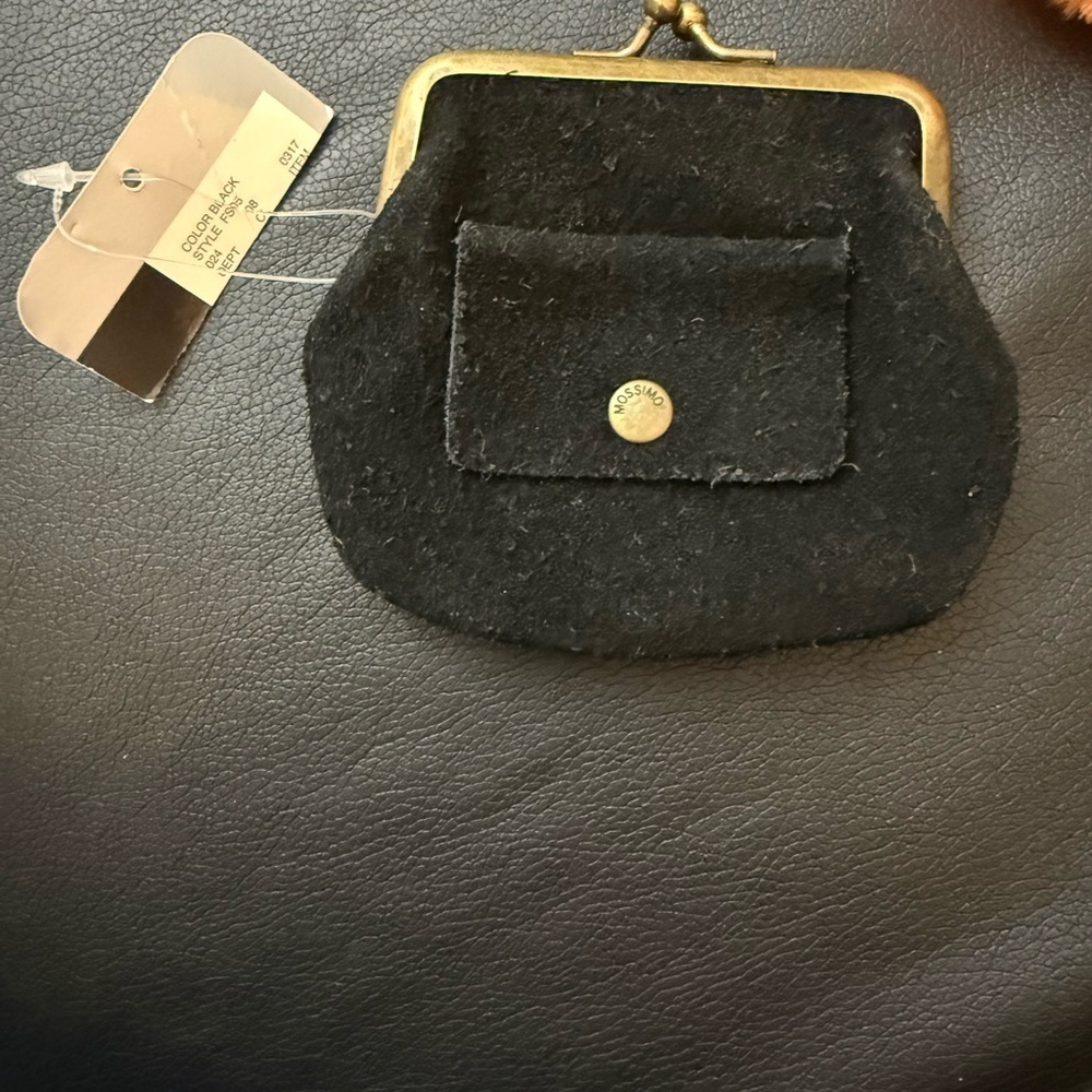 Mossimo Black Suede like Coin Purse with Gold Frame NWT